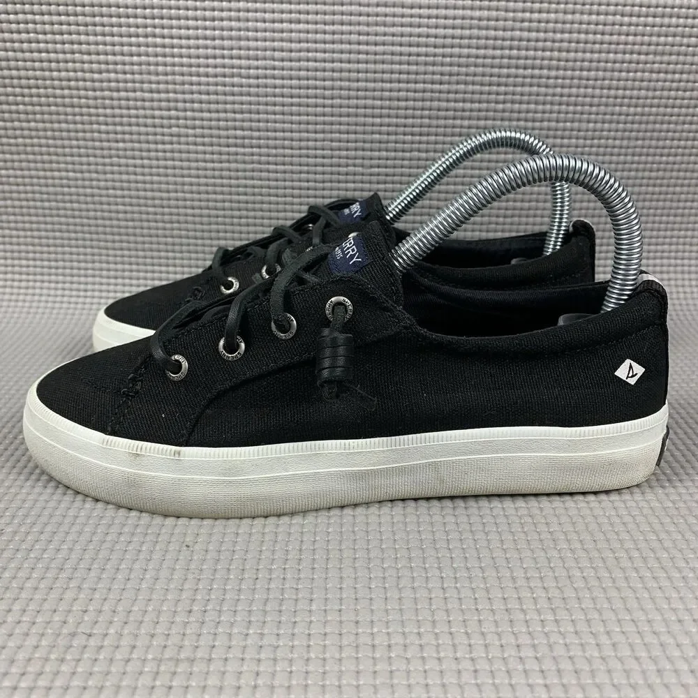 Sperry Women’s Crest Vibe Sneakers Shoes Linen Black Sts99251 US Size 6